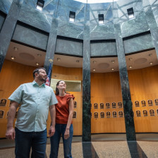 Visitors inside the National Baseball Hall of Fame in Cooperstown, New York