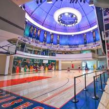 Hoop Hall inside the Naismith Memorial Basketball Hall of Fame in Springfield, Massachusetts