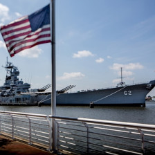 Visitors in front of Battleship New Jersey