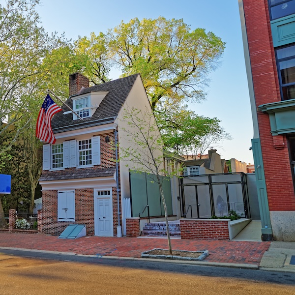Exterior of the Betsy Ross House in Philadelphia, Pennsylvania