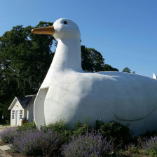 Exterior of The Big Duck, an attraction in Flanders, New York