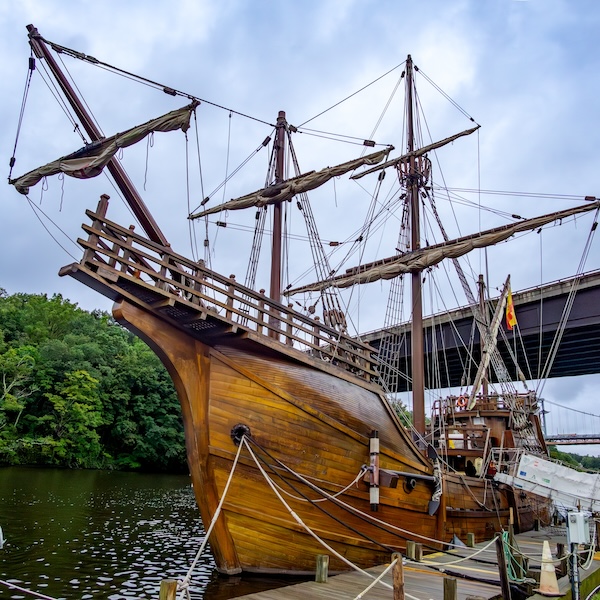 Historic reproduction of the Half Moon ship at the Hudson River Maritime Museum in Kingston, New York