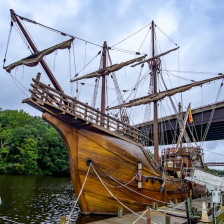 Historic reproduction of the Half Moon ship at the Hudson River Maritime Museum in Kingston, New York