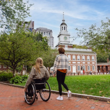 Visitors in front of Independence Hall at the Independence National Historical Park in Philadelphia, Pennsylvania