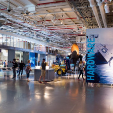 Visitors inside the USS Intrepid Sea, Air & Space Museum in New York City, New York