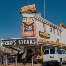Exterior of Geno's Steaks, a cheesesteak joint in Philadelphia, Pennsylvania