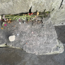 John Proctor's memorial stone at the Salem Witch Trials Memorial in Salem, Massachusetts