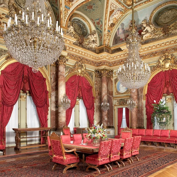 The dinning room of The Breakers mansion in Newport, Rhode Island