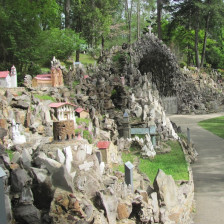 Visitors to the Ave Maria Grotto in Cullman, Alabama