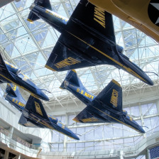 Blue Angels aircrafts on display inside the National Naval Aviation Museum in Pensacola, Florida