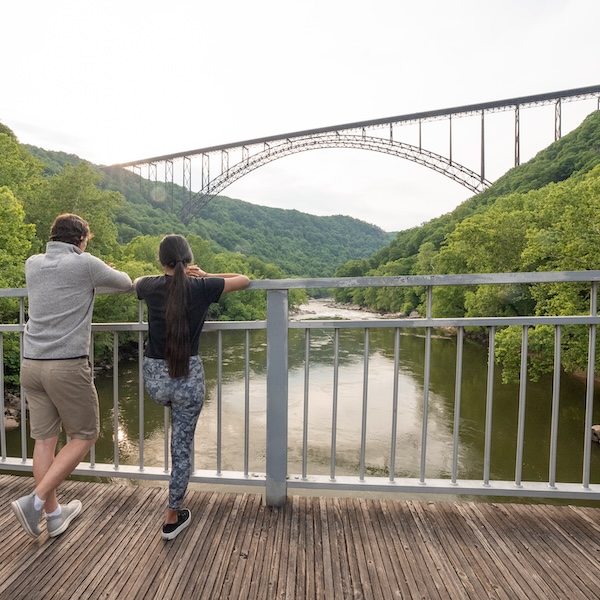 Visitors viewing the bridge at New River Gorge National Park in West Virginia
