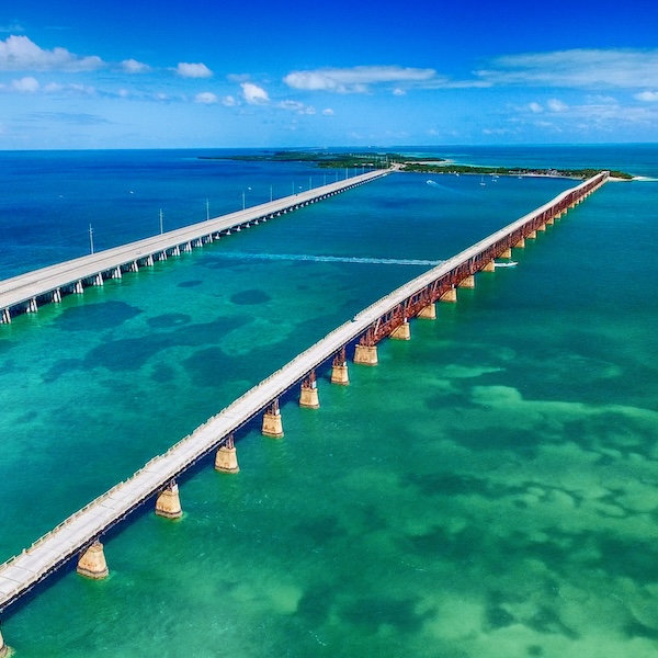 Aerial of the Overseas Highway of the Florida Keys