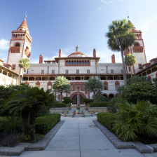 Exterior of Flagler College Building's courtyyard in St. Augustine, Florida