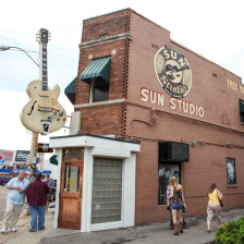 People outside of Sun Studio in Memphis, Tennessee
