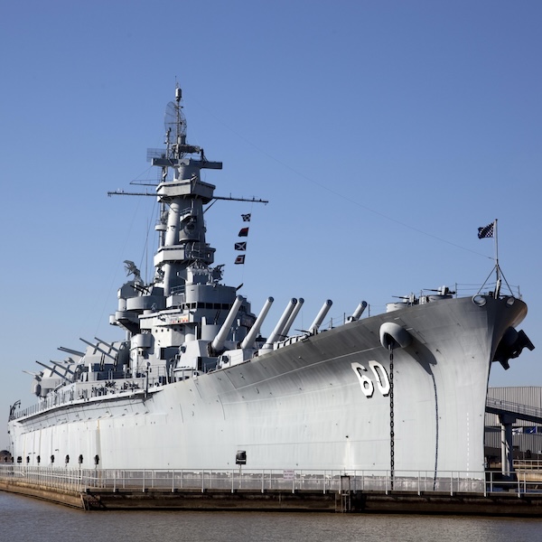 Exterior of the USS Alabama in Mobile, Alabama