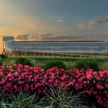 Exterior of Ark Encounter at sunset in Williamstown, Kentucky