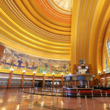 Entrance and information desk of the Cincinnati Museum at Union Terminal in Ohio