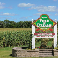 Welcome sign of the Field of Dreams field in Dyersville, Iowa