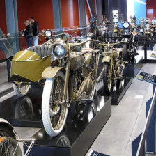Visitors admiring the collection at the Harley-Davidson Museum in Milwaukee, Wisconsin