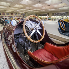 Visitors inside the Indianapolis Motor Speedway Museum in Indiana