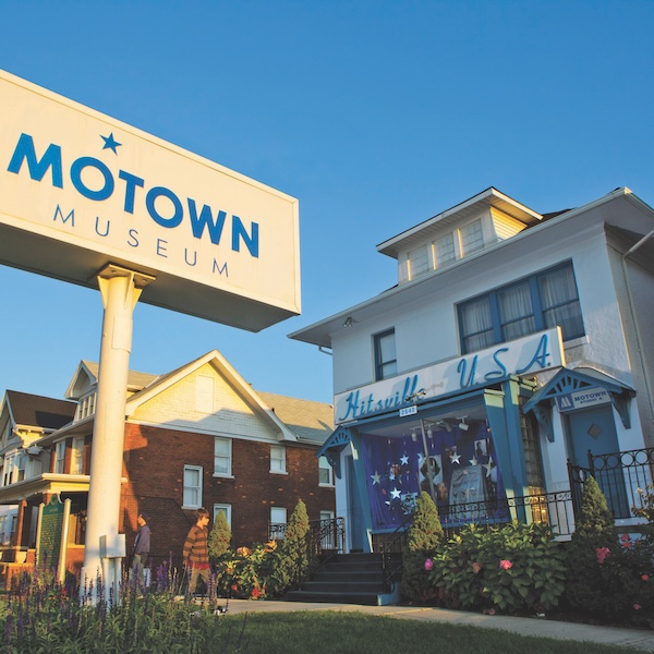 Visitors outside of the Motown Museum, also known as Hitsville USA, in Detroit, Michigan