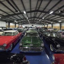 Exterior car collection at Bill's Backyard Classics in Amarillo, Texas