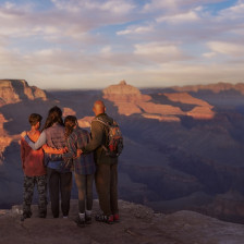 Family at an overlook in Grand Canyon National Park in Arizona