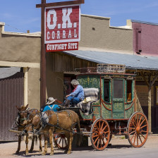 Horse-drawn carriage used in reenactments at the O.K. Corral in Tombstone, Arizona