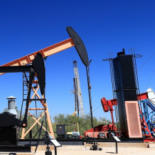An outdoor exhibit called the Oil Patch at the Permian Basin Petroleum Museum in Midland, Texas