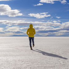 Visitor taking in the views of the Bonneville Salt Flats in Utah