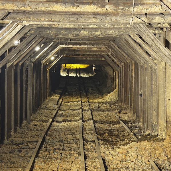 Inside the mine at Empire Mine State Park near Grass Valley, California