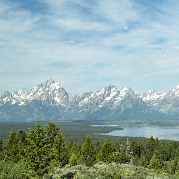 Two women hiking in Grand Teton National Park in Wyoming