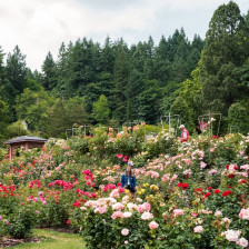 Visitors at the International Rose Test Garden in Portland, Oregon